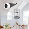 8-Light Lantern Tiered Wrought Iron Finish Farmhouse Pendant Light