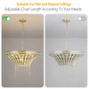 Modern Crystal Wide Waterfall Frosted Gold Chandeliers