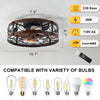 Retro Small Caged 20” Ceiling Fan with Light Flush Mount Remote Control Low-Profile