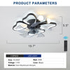 Low-Profile Flush Mount Black Butterfly Ceiling Fan with Lights Modern Dimmable Light APP & Remote Control