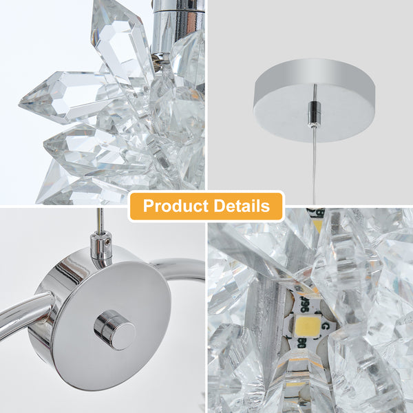 Modern Crystal Integrated LED Hanging Dimmable Pendant Light