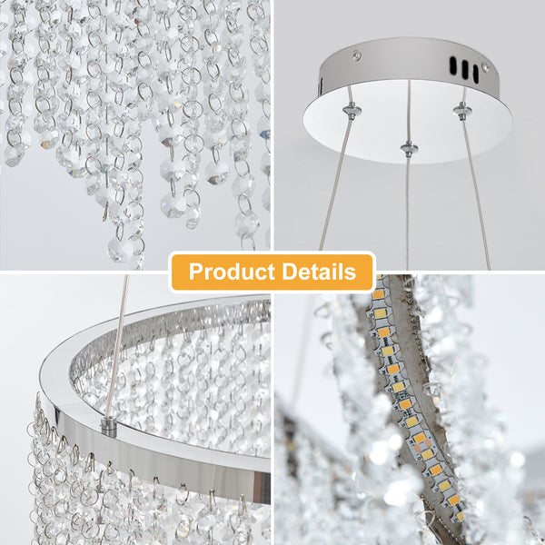 Elegant Modern Raindrop Oval K9 Crystal Adjustable Light Chandeliers