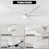 Modern Minimalist 100" Large Matte Black Ceiling Fan with Lights and Remote Control