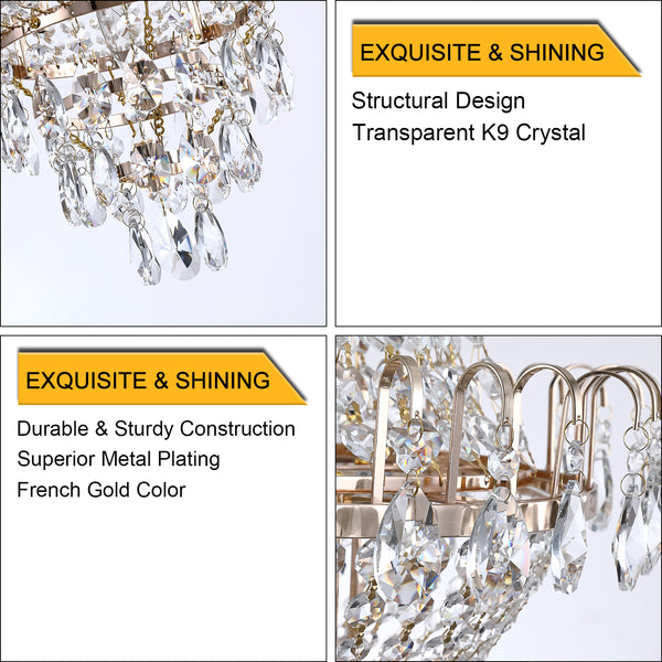 Luxury Gold Crystal Chandeliers Elegant Dazzling K9 Crystals