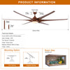 Modern Minimalist 100" Large Matte Black Ceiling Fan with Lights and Remote Control