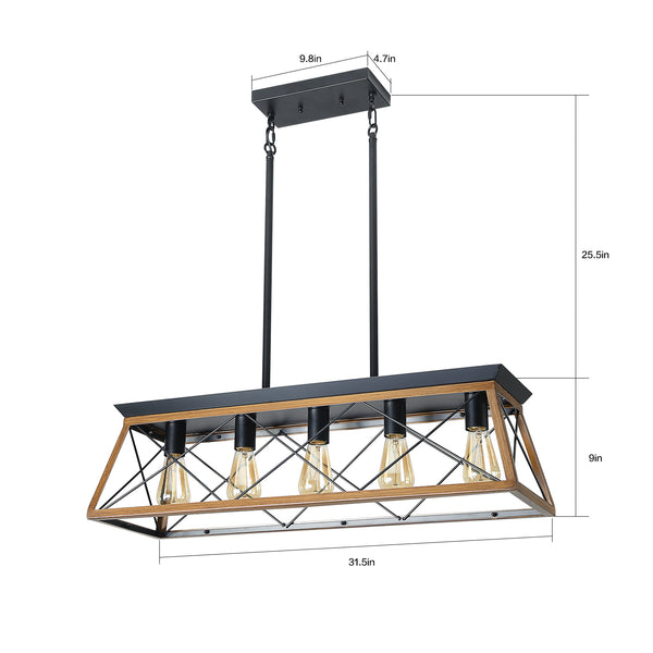 Rectangular Farmhouse Linear Island Pendent Lights