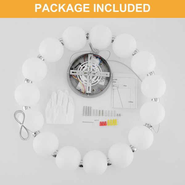 Modern Dimmable Integrated LED Round Pendant Lights with Bubble Acrylic Globe Shades