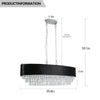 Modern K9 Crystal Matte Black Oval Hanging Chandeliers