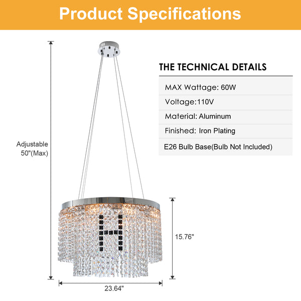 Elegant Sophisticated Modern K9 Crystal LED Chandeliers