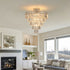 Modern Luxury Crystal Chandeliers,5-Tier Round Large Semi Flush Mount Chandeliers