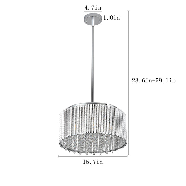 Crystal Round Drum Shade Hanging Elegant Pendant Lights