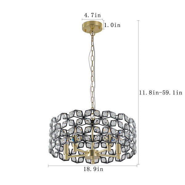 Modern 5-Light Black Crystal Round Chandeliers