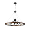 Modern Round Farmhouse Black Wagon Wheel Vintage Pendant Lights