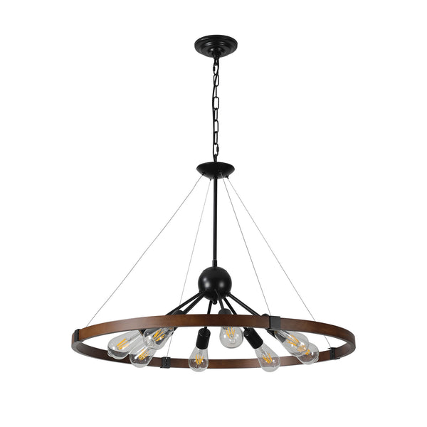 Modern Round Farmhouse Black Wagon Wheel Vintage Pendant Lights