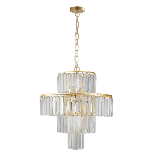 Modern Elegant Gold Semi-Flush Mount 4-Tier Crystal Round Chandeliers