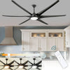 Modern Minimalist 100" Large Matte Black Ceiling Fan with Lights and Remote Control