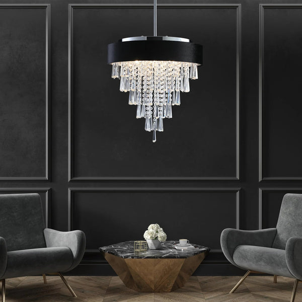 Modern Black Crystal Round Chandeliers