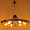 Modern Round Farmhouse Black Wagon Wheel Vintage Pendant Lights