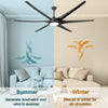 Modern Minimalist 100" Large Matte Black Ceiling Fan with Lights and Remote Control