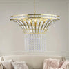 Modern Crystal Wide Waterfall Frosted Gold Chandeliers