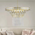 Modern Crystal Wide Waterfall Frosted Gold Chandeliers