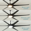 Modern Minimalist 100" Large Matte Black Ceiling Fan with Lights and Remote Control