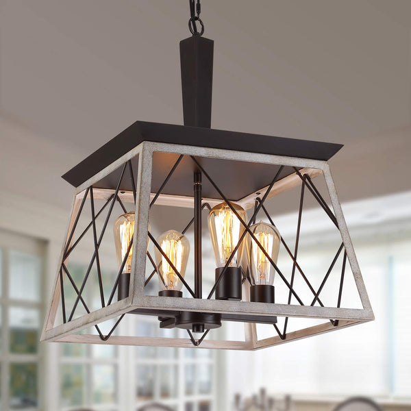 Farmhouse Rustic Antique Geometric Industrial Hanging Light Fixture