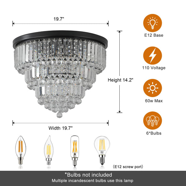 Modern K9 Crystal Flush Mount Chandelier 3-Tier Round Crystal Chandeliers