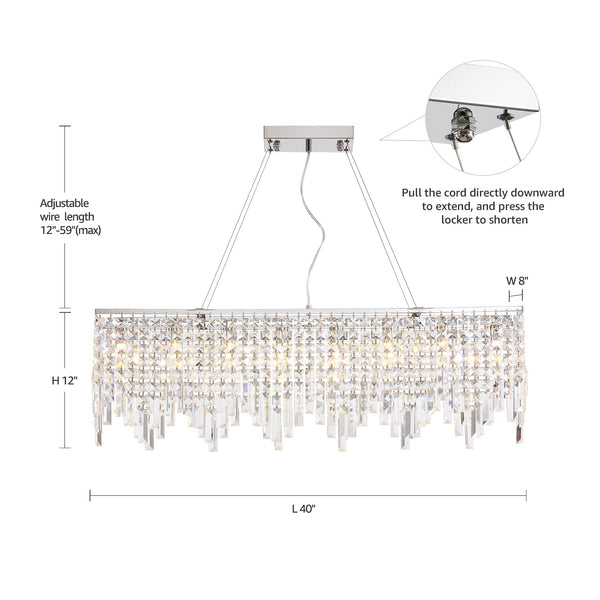 Modern Crystal Rectangular Linear Raindrop Chandeliers