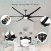 Modern Minimalist 100" Large Matte Black Ceiling Fan with Lights and Remote Control