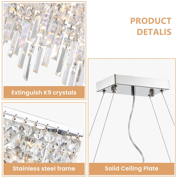 Modern Crystal Rectangular Linear Raindrop Chandeliers