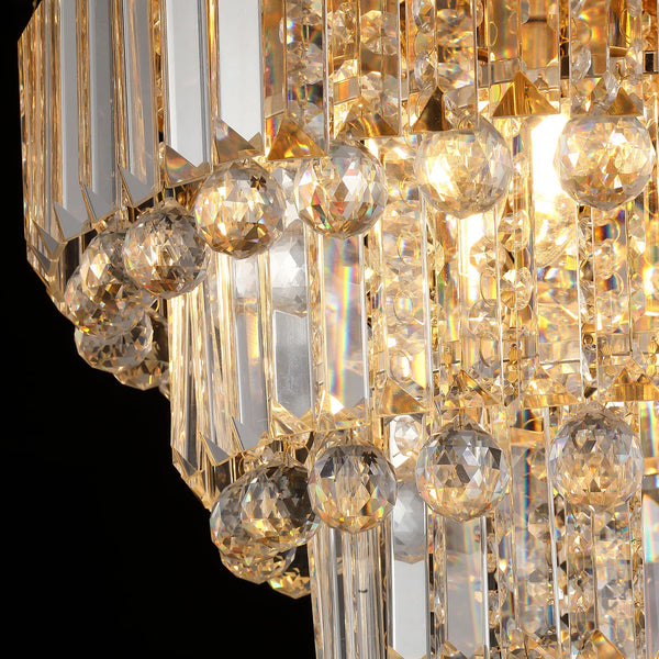 Modern K9 Crystal Flush Mount Chandelier 3-Tier Round Crystal Chandeliers