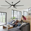 Modern Minimalist 100" Large Matte Black Ceiling Fan with Lights and Remote Control