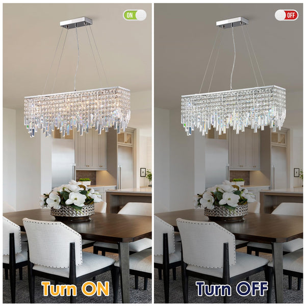 Modern Crystal Rectangular Linear Raindrop Chandeliers