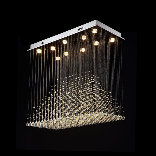 Modern Rectangular Base Pyramid Raindrop Crystal Ceiling Lights